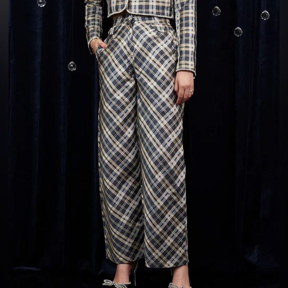DREAM Cosmic Check Wide Leg Trousers- Willow Bough
